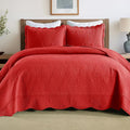 MarCielo 3-Piece Christmas Quilt 100% Cotton Oversized Bedspread Lightweight Coverlet Embroidery Christmas Tree Pattern Bedding Set (TC Red, Oversized Queen (100"x106"))-Ruum Studio Home