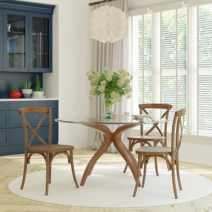 EMMA + OLIVER Hand Scraped Dark Natural X-Back Chair-Ruum Studio Home