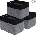 MINTWOOD Design 3-Pack Storage Baskets for Shelves, Playroom and Classroom Storage Basket, Book Basket, Decorative Storage Cube Bins, Woven Closet Organizers, Pantry and Shoe Organizer, Black Grey Mix-Ruum Studio Home