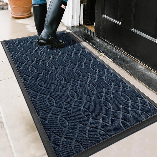Yimobra Front Door Mat Outdoor Indoor 47x24, All-Season, All-Weather, Heavy Duty Welcome Door Mats Outside Entrance, Non Slip Porch Patio Entrance Mat, Blue-Ruum Studio Home