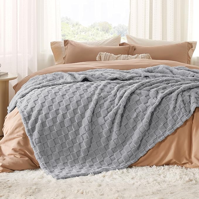 Bedsure GentleSoft Blankets Queen Size for Bed - Super Soft Cozy Blanket for Women Men Girls, Large Fuzzy Fleece Throw for Bedroom Decor, Silver Grey, 90x90 Inches-Ruum Studio Home