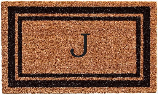 Calloway Mills 152963672J Black Border 36" x 72" Monogram Doormat Letter (J)-Ruum Studio Home