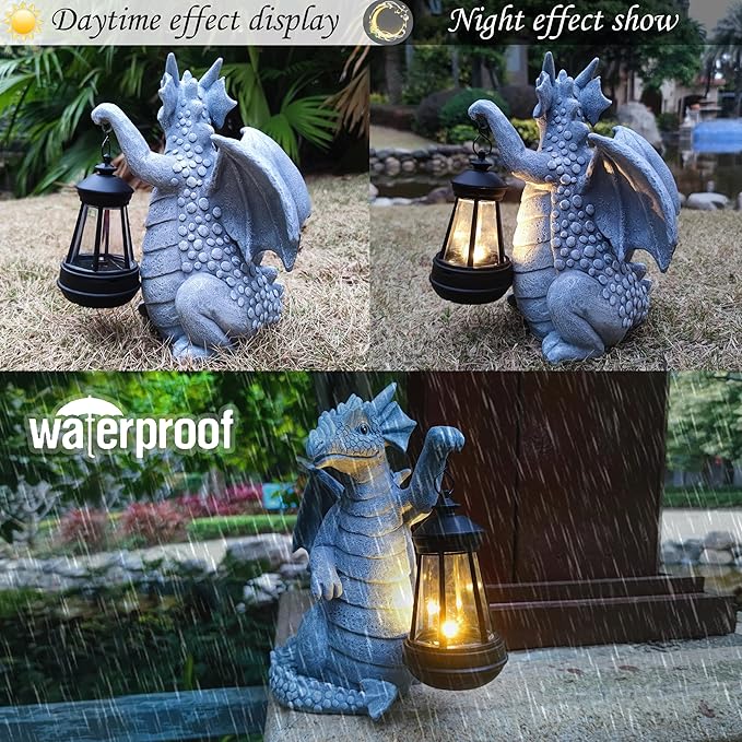 Dragon Solar Outdoor Garden Statue - Dragon Outdoor Figurie Lights - Yard Decorative Outdoor Statue Suitable for Patio, Balcony, Patio Decoration - Specially Customized Gift for Mom-Ruum Studio Home