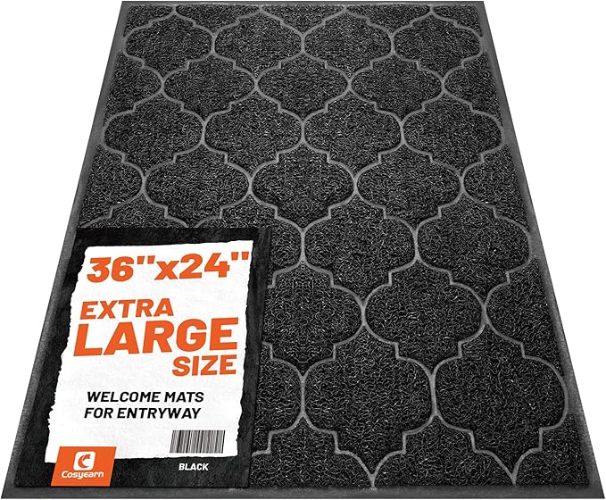 Door Mat Outdoor, 24x36, Welcome Mats for Entryway, Front Doormat for Home Entrance, Indoor Floor Mat, Durable, Non-Slip, Boot Scraper, Catches Muddy and Dirt (Black)-Ruum Studio Home