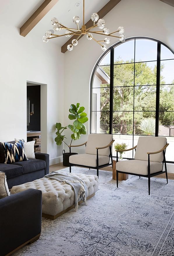 Modern Accent Chair for Living Room Bedroom Mid Century Arm Chair Upholstered Office Accent Chair Comfy Waiting Room Chair with Metal Frame, Beige-Ruum Studio Home