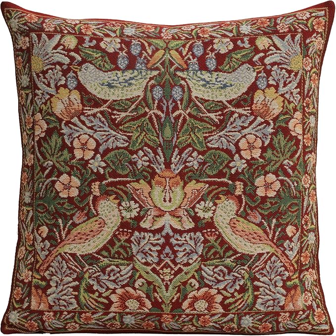 Charlotte Home Furnishings Throw Pillow Covers 16x16 in, Red Strawberry Decorative Couch Pillow Covers, Boho European Tapestry Cushion Cases, Living Room Cozy Home Decor, Jacquard Woven Soft Cotton-Ruum Studio Home