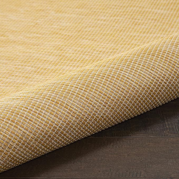Nourison Home Positano Yellow 9' x 12' Area Rug, Modern, Solid, Indoor/Outdoor, Easy Cleaning, Non Shedding, Bed Room, Living Room, Deck, Backyard-Ruum Studio Home