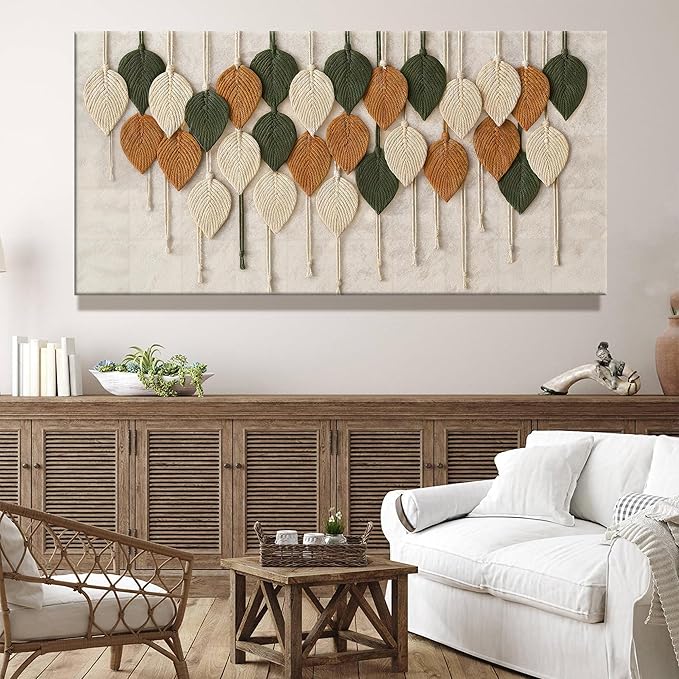 Tsomzxng Large Boho Wall Art For Living Room Modern Wall Art Print Paintings Multicolor Leaves Feather Canvas Wall Art Decor Picture For Bedroom Apartment Kitchen Home Wall Decor 29" W X 58" L-Ruum Studio Home