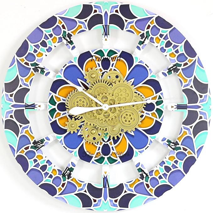 The Gears Clock Wall Clock Italy Collection with Moving Gears (Tramonti, 36 inch Round)-Ruum Studio Home