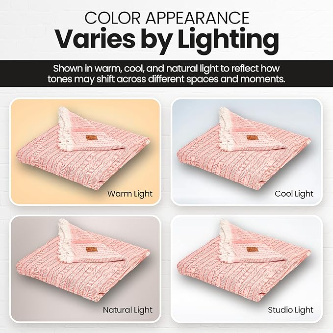 Gold Case Throw Blanket for Couch – 100% Recycled Turkish Cotton Blankets & Throws – Elegant Decorative Throw Blankets for Living Room Sofa – Woven Throws for Couch – Vintage Orange – 50x60-Ruum Studio Home