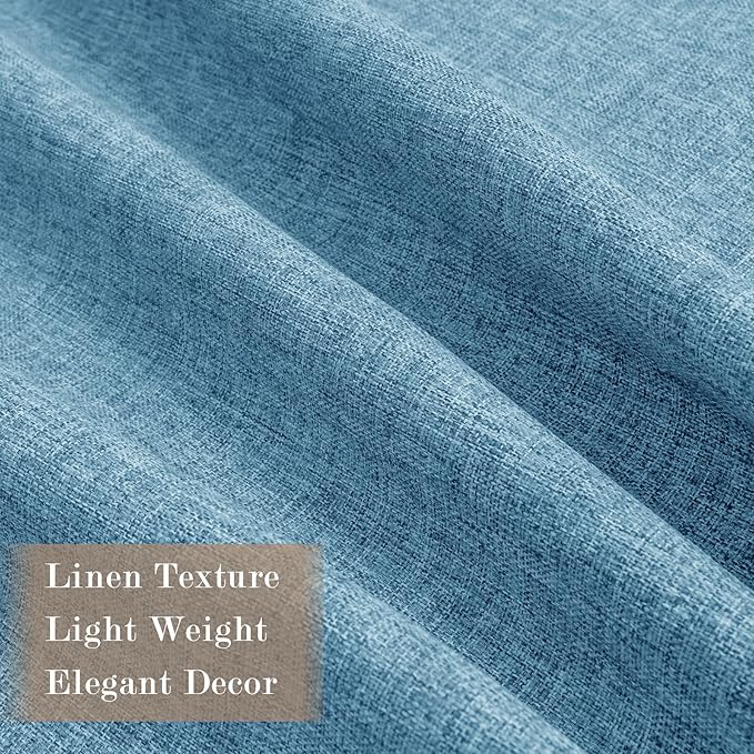 Extra Wide 100% Blackout Linen Textured Curtains - Room Dividers, W200 x L96 (1 Panel), Pinch Pleat Drapes for Living Room, Full Light Block Out Drapery for Sliding Door, Blue-Ruum Studio Home