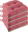 Non Slip Chair Cushions for Dining Chairs Set of 4 Kitchen Chair Cushions 18"x18"x3" Turfted Chair Pads Comfortable and Soft Seat Cushion with Ties (Pink)-Ruum Studio Home