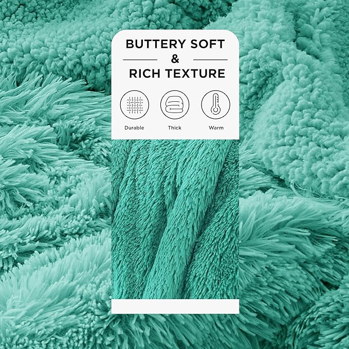 Bedsure GentleSoft Fluffy Aruba Blue King Size Blanket for Bed, Thick Soft Sherpa Faux Fur Fleece Bedding Fuzzy Plush Winter Warm Heavy Big Large King Blanket, Cozy Blue Gifts for Men Women, 108x90-Ruum Studio Home