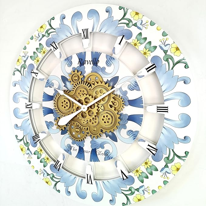 The Gears Clock Wall Clock Italy Collection with Moving Gears (Ravello, 36 inch Round)-Ruum Studio Home