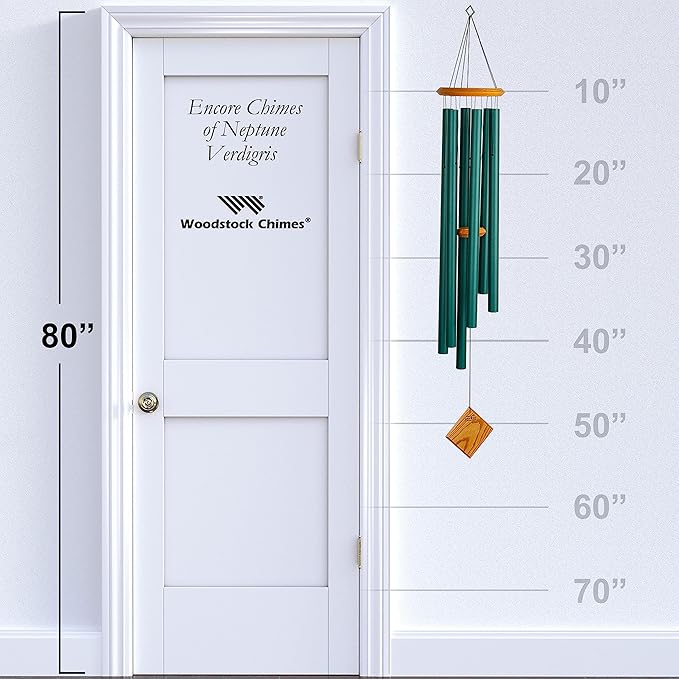 Woodstock Chimes Neptune Wind Chime for Outside 54" Large Verdigis, Deep Tone Sound for Outdoor Garden, Patio, Porch Decor, Encore Collection DCV54-Ruum Studio Home