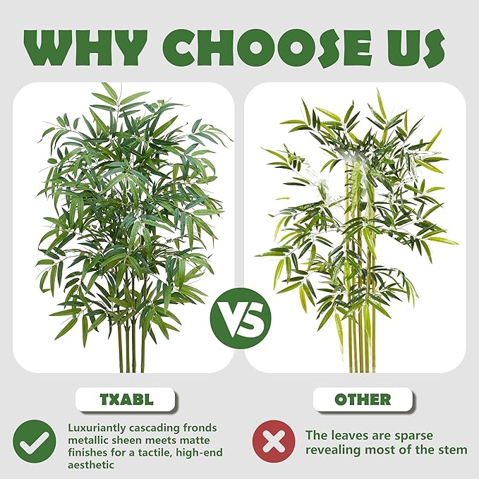 Artificial Bamboo Tree 5FT Tall Fake Plants Faux Silk Plant, Faux Bamboo Plant for Home Office Indoor Outdoor Decor Artificial Trees with Tall Planter-Ruum Studio Home