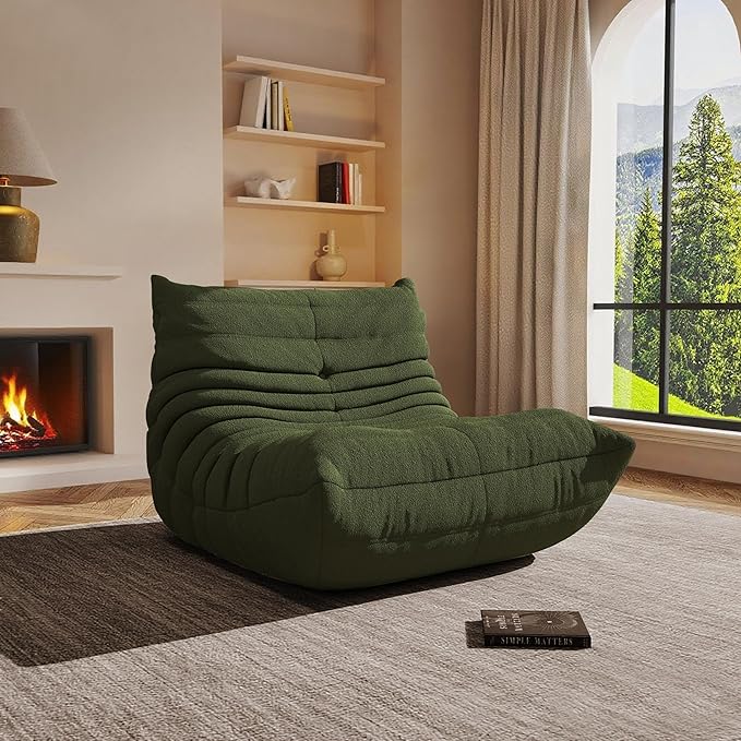 Bean Bag Chair, Oversized Bean Bag Chair for living Room, Fireside Chair for adults with Memory Foam Filled, Big Accent Sofa Lounge Floor Sofa for Gaming, Reading, Relax, No Assembly Required. (Green)-Ruum Studio Home