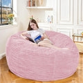 Large Bean Bag Chair, 6FT Giant Beanbag Chairs with Memory Foam Filled, Bean Bag Chairs for Adults, Ultra Soft Lazy Sofa for Living Room Bedroom (Pink)-Ruum Studio Home