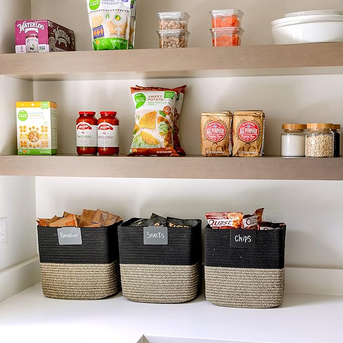 NaturalCozy Storage Cubes 11 Inch Cotton Rope Woven Baskets for Organizing, 3-Pack | Cube Storage Bin | Square Storage Baskets for Shelves Organizer, Classroom, Kids Toy Bins, Closet, Baby Nursery-Ruum Studio Home