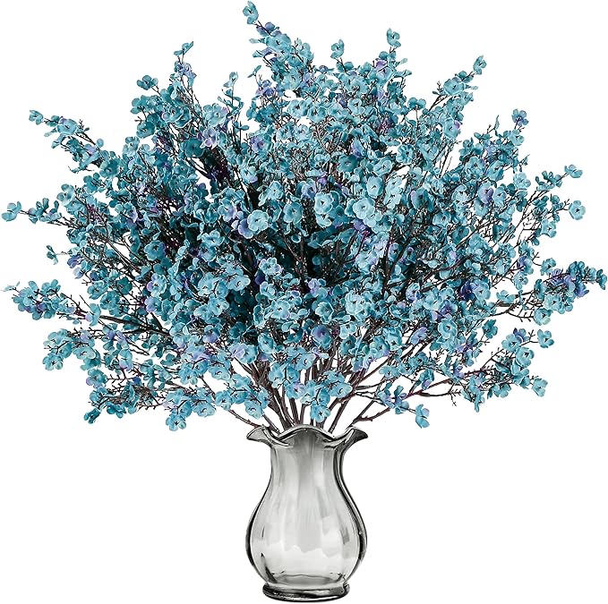 Sggvecsy 15 Pcs Babys Breath Artificial Flowers Gypsophila Bouquets Bulk Real Touch Fake Silk Flowers for Home DIY Floral Arrangement Table Centerpiece Fall Thanksgiving Autumn Decoration (Fall Blue)-Ruum Studio Home