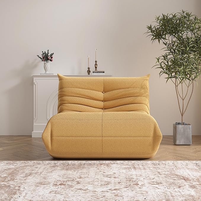 Bean Bag Chair, Memory Foam Bean Bag Sofa Large Bean Bag Chair for Adults, Bean Bag Chairs for Teens with High Density Comfortable Foam, Bean Bag for Living Room, Bedroom (Yellow)-Ruum Studio Home