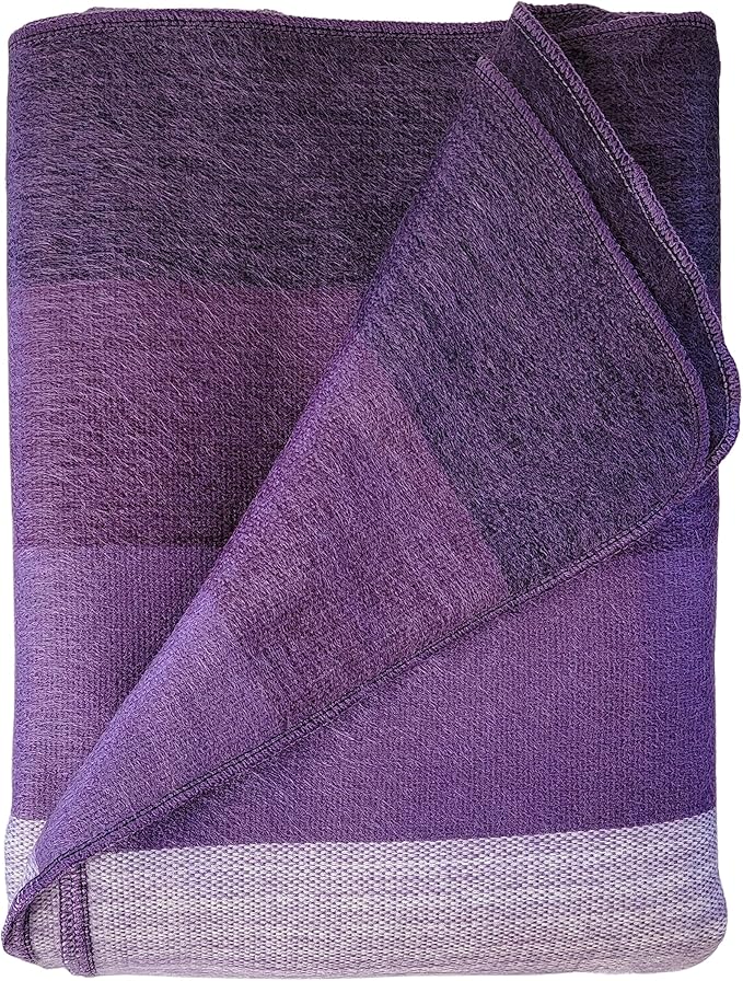 LATITUDE ZERO, Alpaca Wool Throw Blanket | Warm, Ultra-Soft, Breathable, Non-Itchy Blanket-Throw | Hypoallergenic and Beautiful Fabric (Purple)-Ruum Studio Home