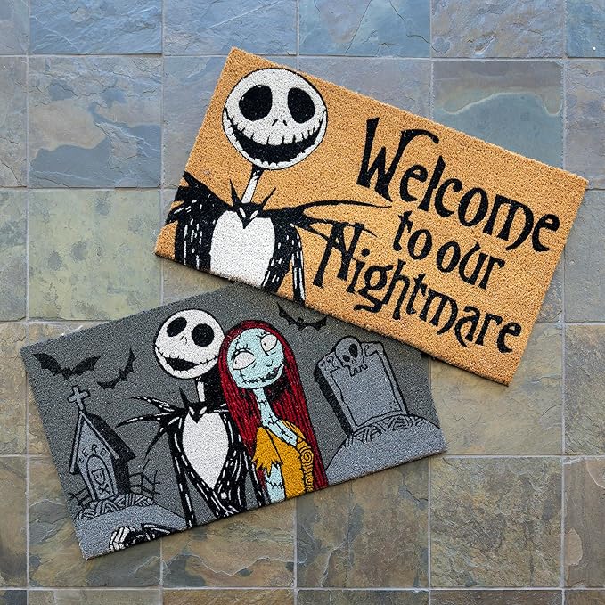 Gertmenian Nightmare Before Christmas Coir Doormat - 2x3 Welcome Mat (2-Pack), Ideal for High Traffic Areas in Front Door, Garage, Entryway - Welcome Nightmare/Jack & Sally, 80005-Ruum Studio Home