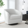 Swivel Barrel Accent Chair, Modern Round Chenille Fabric Arm Chair for Living Room, Bedroom, Comfy Club Reading Chairs for Adults（Chenille Fabric, Beige, Set of 1-Ruum Studio Home