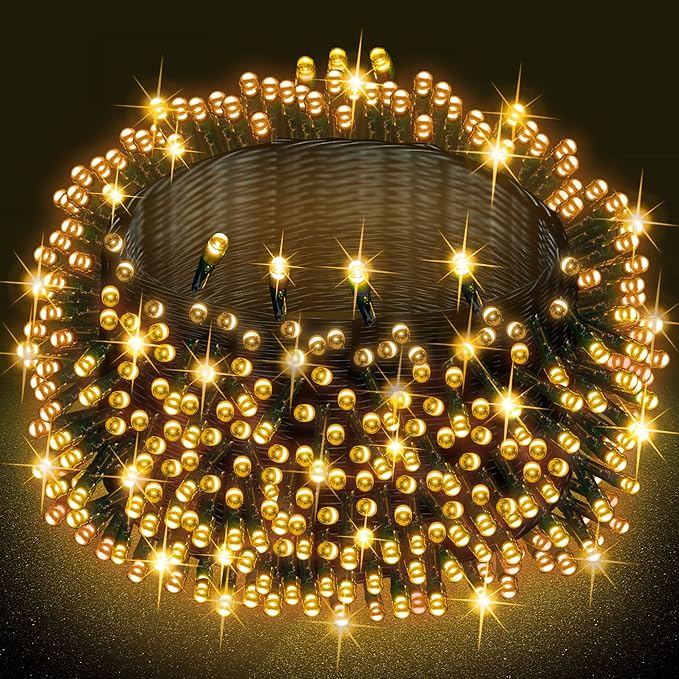 Dazzle Bright Warm White Christmas String Lights, 164ft 2000 LED Waterproof Green Wire Fairy Lights with 8 Modes, Outdoor Lights for Xmas Tree Holiday Wedding Party Christmas Decorations-Ruum Studio Home
