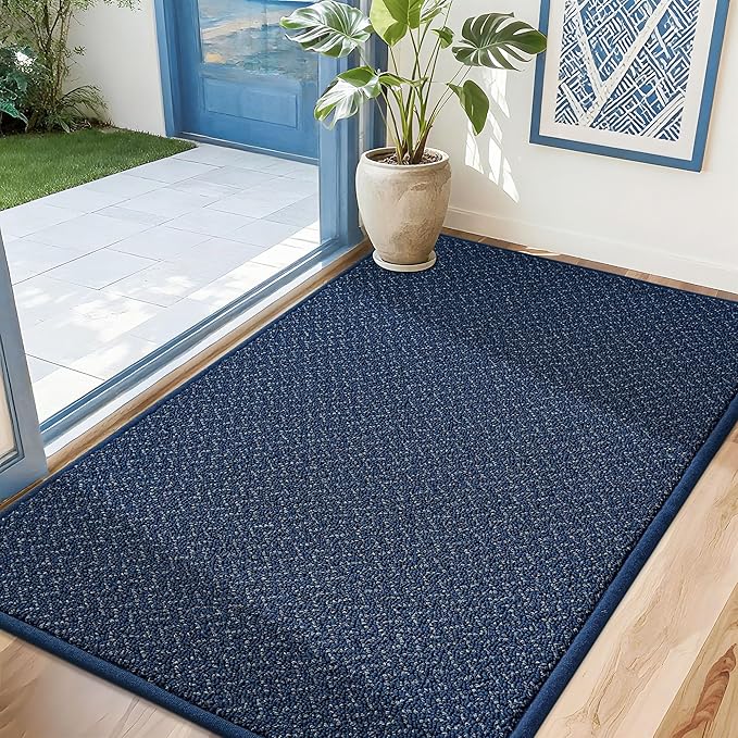 COSY HOMEER-Door-Mat 32"x48" Non Slip Absorbent Entryway Rugs Dirt Trapper Doormats Washable Entrance Mats Low Pile Welcome Floor Mat for Front Back Door and Entry Mats,Navy Blue-Ruum Studio Home