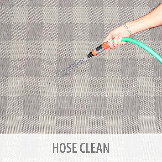 CAMILSON Outdoor Rug - Modern Area Rugs for Indoor and Outdoor Patios, Kitchen and Hallway mats - Easy Cleaning Non Shedding Washable Outside Carpet (5x7, Buffalo - Grey/White)-Ruum Studio Home