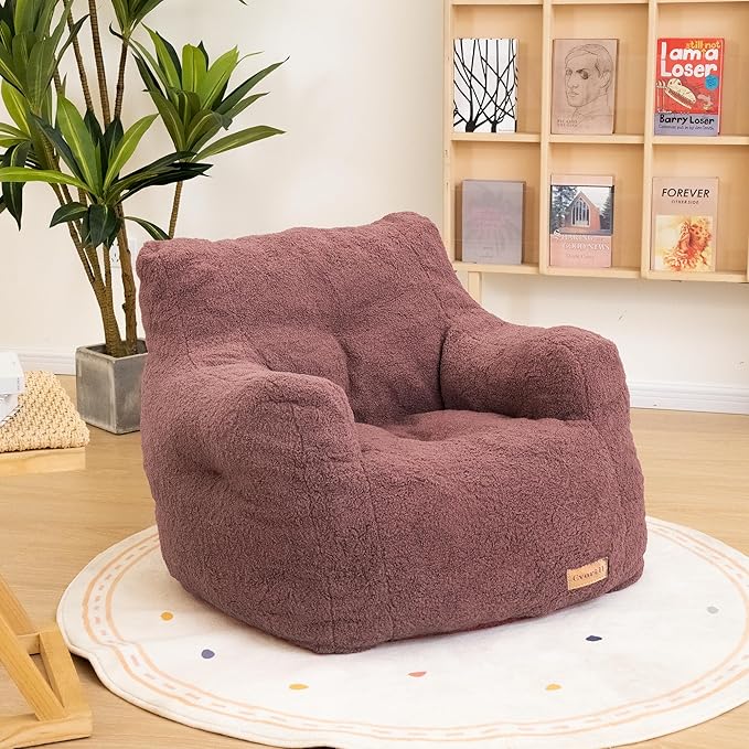 Bean Bag Chair with Filler, Bean Bag Sofa with Tufted Soft Stuffed Filling, Fluffy and Lazy Sofa, Comfy Cozy BeanBag Chairs with Memory Foam for Dorm, Apartment, Living Room (Red)-Ruum Studio Home