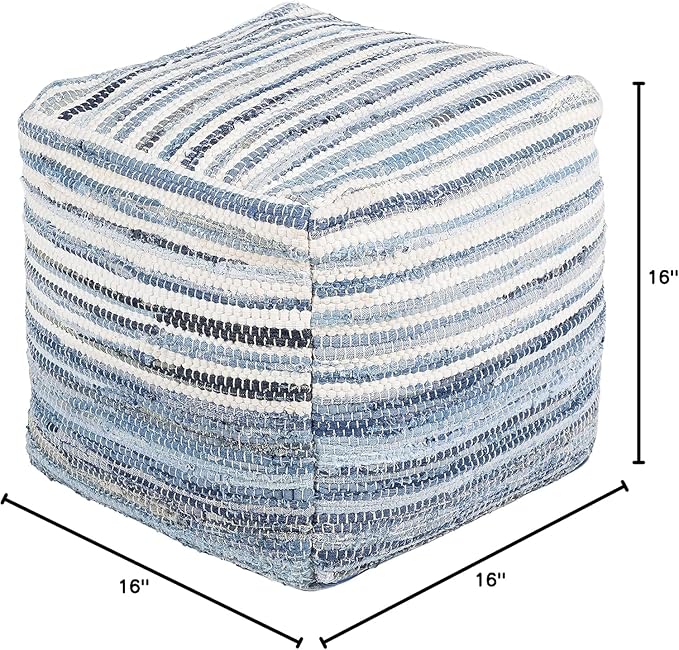 Mark&Day Pouf Ottoman, Korneuburg Natural Fiber Navy Cube Pouf Foot Rest for Living Room, Bedroom and Boho Home Decor (16"x16"x16")-Ruum Studio Home
