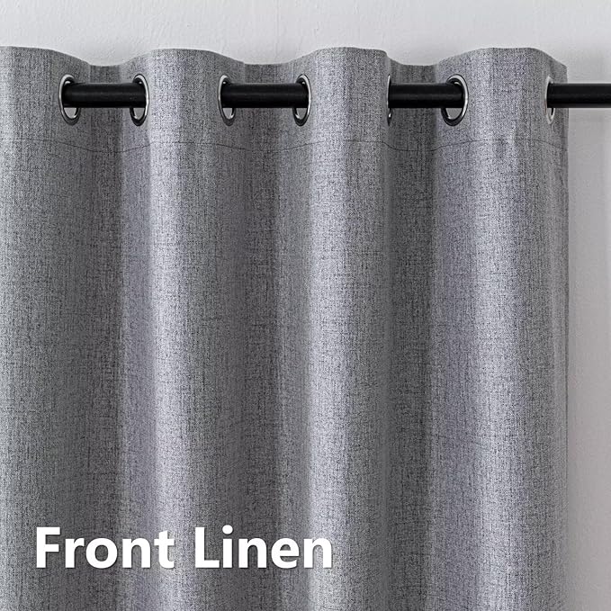 Blackout Curtains 84 Inch Length 2 Panels Set, 100% Black Out Textured Thermal Curtains, Grommet Privacy Light Blocking Drapes for Living Room Bedroom Luxury Decor(52W × 84L inch, Light Grey)-Ruum Studio Home