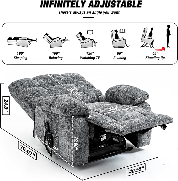 Lazy Boy Recliner Chair with Lumbar Heating ， Adjustment Power Lift Recliner Chair for Elderly/Big and Tall Recliners for People Up to 6'2"/350lb Range-Ruum Studio Home