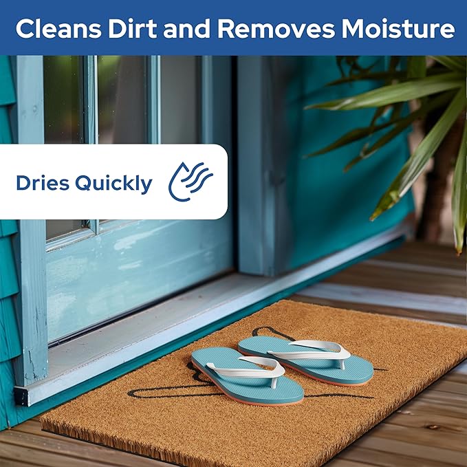 Barnyard Designs Natural Coco Coir Heavy Duty Backing Doormat - Large Cute Non-Slip Front Door Welcome Mat for Outside Entrance or Porch Entry, Brown (17x30, Shaka)-Ruum Studio Home