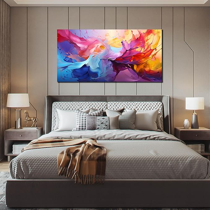 GUGIKA Abstract Wall Art for Living Room, Colorful Canvas Wall Decor for Bedroom, Picture Print, Size 48x24 Inches-Ruum Studio Home