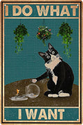 Black Cat Decor Funny Bathroom Wall Decor Vintage Sign 8x12 in -I Do What I Want- Cat Club Metal Tin Signs Bathroom Metal Tin Signs Retro Home Restroom Toilet Signs Wall Decor-Ruum Studio Home