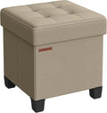 SONGMICS Storage Ottoman, Small Ottoman Foot Rest with Legs, 15 x 15 x 15.7 Inches Foot Stool, Load up to 660 lb, for Living Room, Bedroom, Dorm, Camel Brown ULSF014K01-Ruum Studio Home