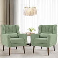 Accent Chair Set of 2, Upholstered Armchair with Pillow, Teddy Single Sofa Chair with Lounge Seat and Wood Legs for Living Room Small Spaces-Ruum Studio Home