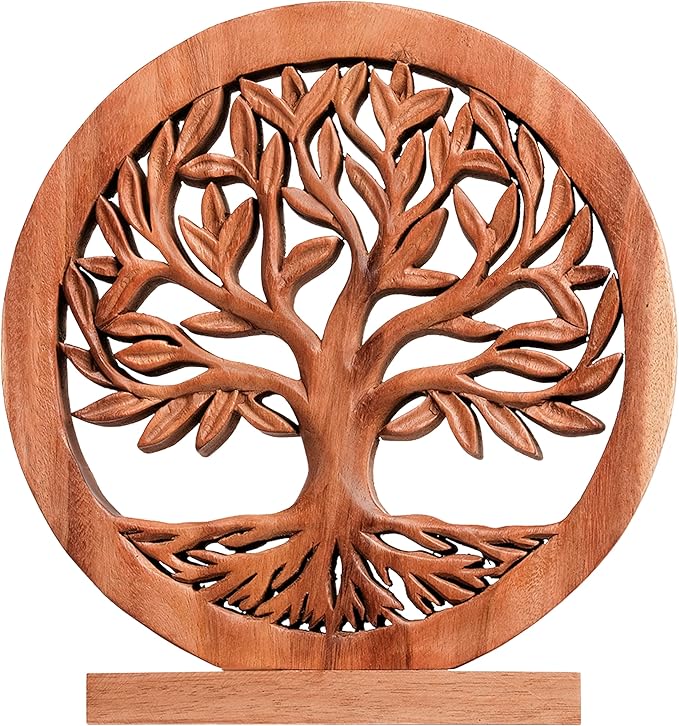 Decozen Solid Wood Tree of Life Sculpture - Home Decor, Living Room, Boho, Shelf, Coffee Table, Centerpiece Table Decorations, Mantle, Dining Table Centerpiece, Bathroom Shelf, Entryway, Farmhouse-Ruum Studio Home
