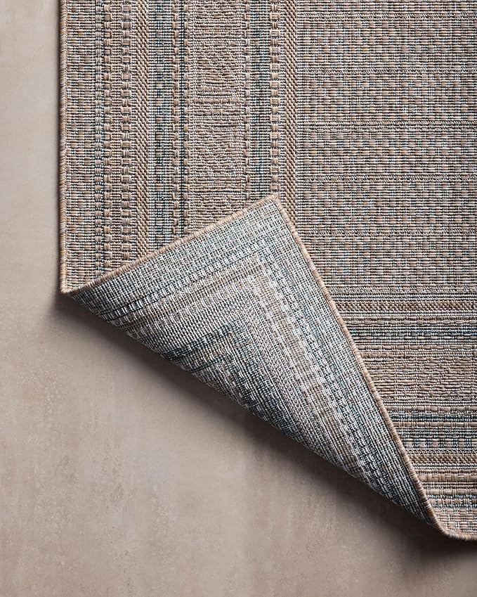 Loloi Amber Lewis Topanga Collection TOP-05 Natural/Teal 6'-7" x 9'-4" Indoor/Outdoor Area Rug-Ruum Studio Home