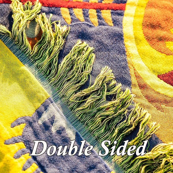 Snycler Boho Throw Blanket for Bed, 100% Organic Cotton Muslin Soft Throw-Blue Boho Floral Farmhouse Rustic Spring Summer Fall Decor Blanket for Couch Sofa Quilt and Gift, 60" x 80"-Ruum Studio Home