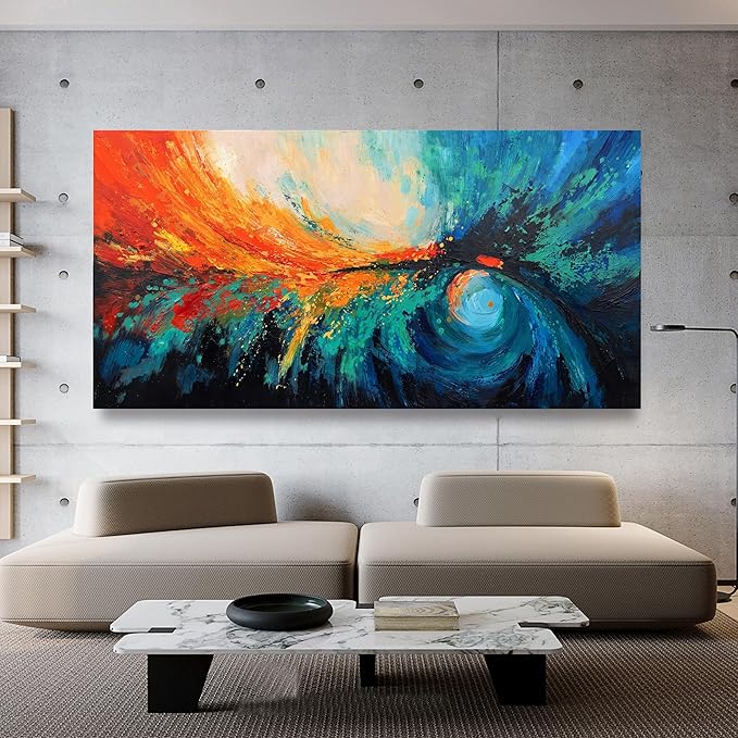 Canvas Wall Art Decor Large Wall Art Pictures For Living Room Blue Green Wall Art Decor Canvas Abstract Art Work Colorful Abstract Wall Art Decor Prints For Bedroom Office Kitchen Wall Decor 29" x 58"-Ruum Studio Home