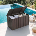 PURPLE LEAF Outdoor Deck Box 120 Gallon Waterproof Lockable Storage Box Container with Lid Deck Organization for Patio Cushions Side Table Pool Accessories Garden Tools, Brown-Ruum Studio Home