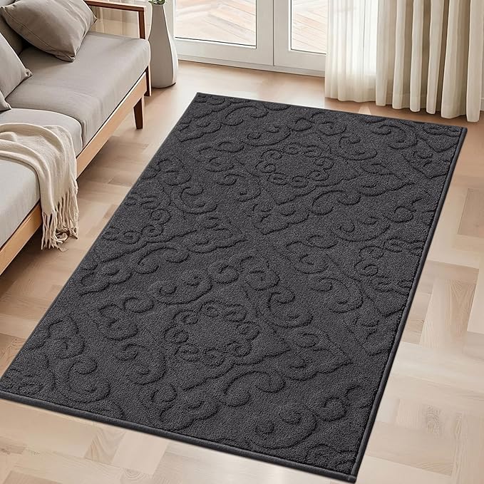 COSY HOMEER-Door-Mat-Non-Slip-Entryway-Rug 36”x60” Absorbent Welcome Mats Washable Dirt Trapper Door Mat Entrance Floor Mats for Front Back Doormats and Wet Shoes,Dark Grey-Ruum Studio Home