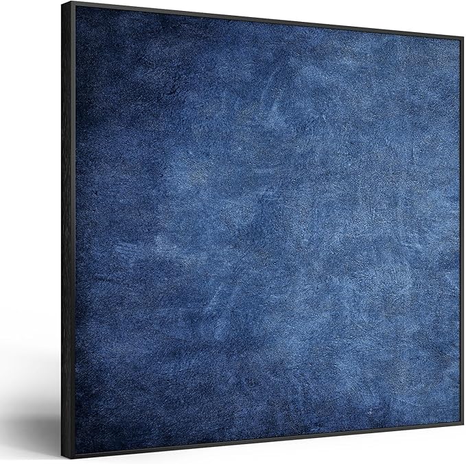 Large Framed Navy Blue Modern Abstract Wall Art for Living Room, Canvas Paintings Artwork for Walls, Minimalist Blue Art Prints Pictures for Hallway, Bedroom, Office Wall Decor -30x30 Inch-Ruum Studio Home