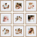 Sheffield Home 9 Piece Gallery Wall Frame Set, 12x12 in. Matted to 8x8 in. (Light Natural)-Ruum Studio Home