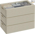 3PCS Under Bed Storage Bins with Metal Frame, Linen Fabric Frame Storage Box Clothes Organizer Bins, Underbed Container with Clear Window (Beige, 23.6 x 13 x 6IN)-Ruum Studio Home