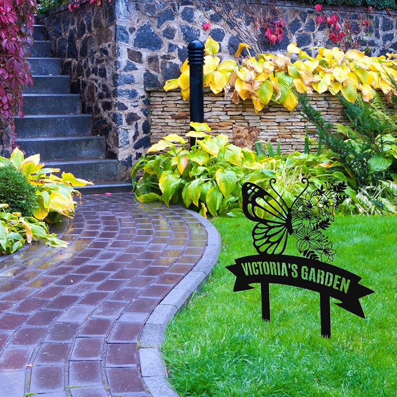 Personalized Metal Garden Sign with Stake, Custom Garden Decor for Outdoor, Custom Family Name Sign, Patio Decorations, Lawn Art, Farmhouse Decorative, Housewarming Gift (CstmDesign7)-Ruum Studio Home